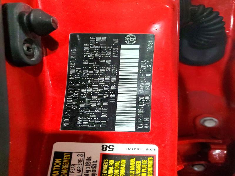48700126 :رقم المزاد ، 4T1K61BK2NU056223 vin ، 2022 Toyota Camry مزاد بيع