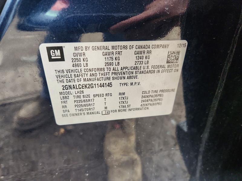Продажа на аукционе авто 2016 Chevrolet Equinox, vin: 2GNALCEK2G1144145, номер лота: 48355386