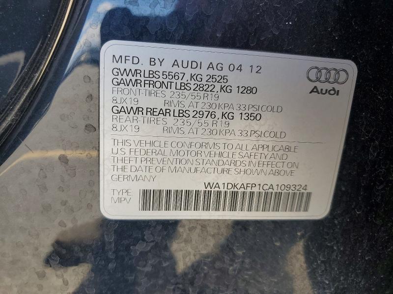 Продажа на аукционе авто 2012 Audi Q5, vin: WA1DKAFP1CA109324, номер лота: 51018076