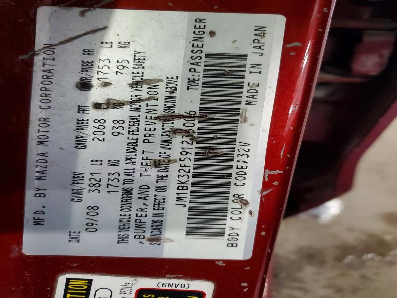 50102846 :رقم المزاد ، JM1BK32F591235006 vin ، 2009 Mazda 3 مزاد بيع