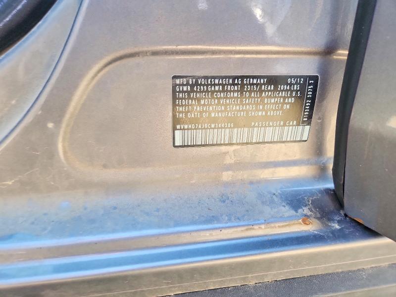 50894116 :رقم المزاد ، WVWHD7AJ0CW344386 vin ، 2012 Volkswagen Gti مزاد بيع
