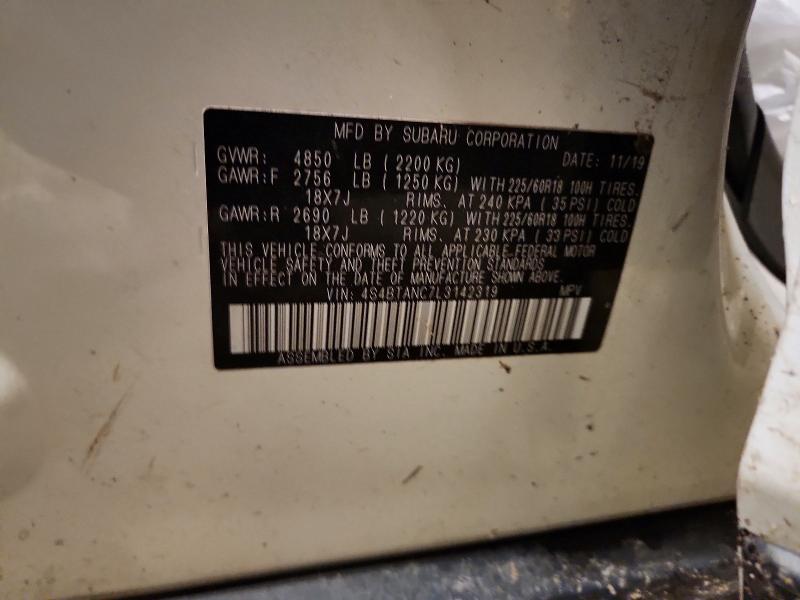 Aukcja sprzedaży 2020 Subaru Outback, vin: 4S4BTANC7L3142319, numer aukcji: 51189466