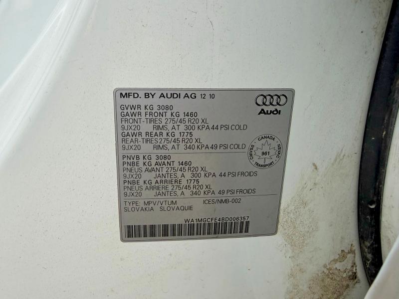 49867196 :رقم المزاد ، WA1MGCFE4BD006357 vin ، 2011 Audi Q7 مزاد بيع
