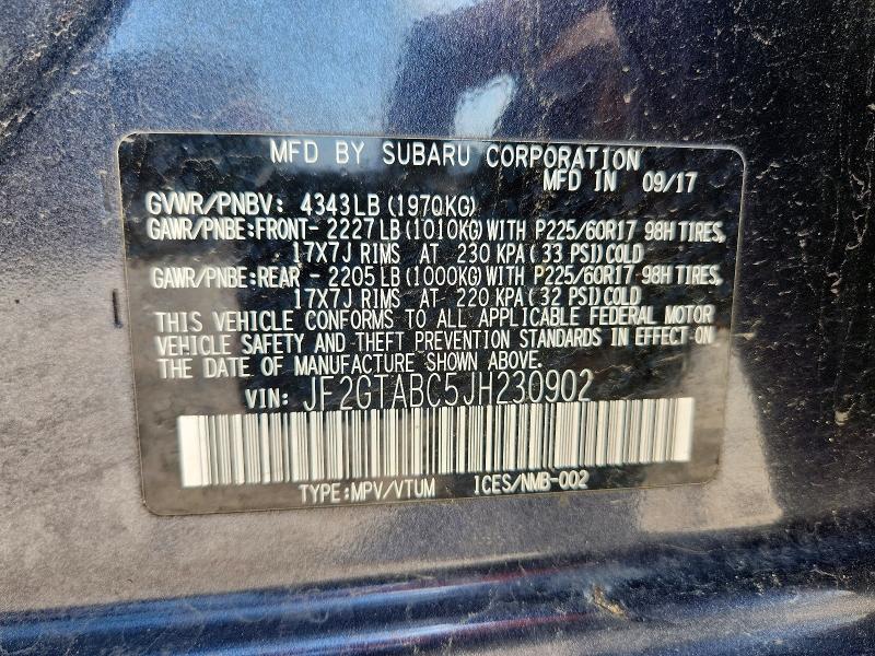 Продаж на аукціоні авто 2018 Subaru Crosstrek, vin: JF2GTABC5JH230902, номер лоту: 50944836