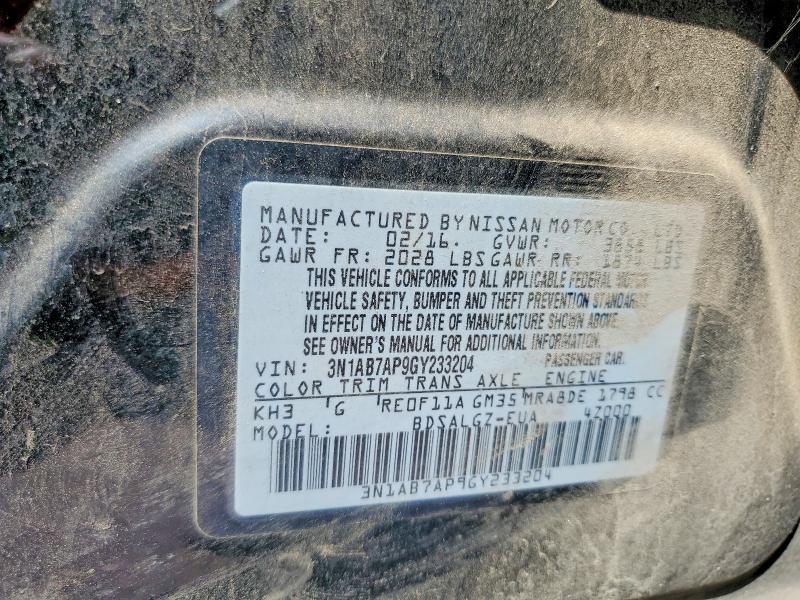 Aukcja sprzedaży 2016 Nissan Sentra, vin: 3N1AB7AP9GY233204, numer aukcji: 51480526