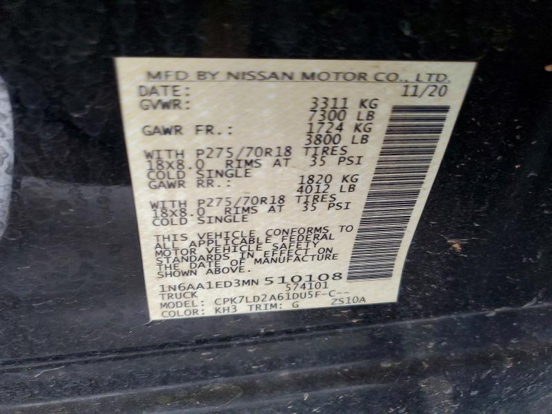 Продажа на аукционе авто 2021 Nissan Titan, vin: 1N6AA1ED3MN510108, номер лота: 51552276
