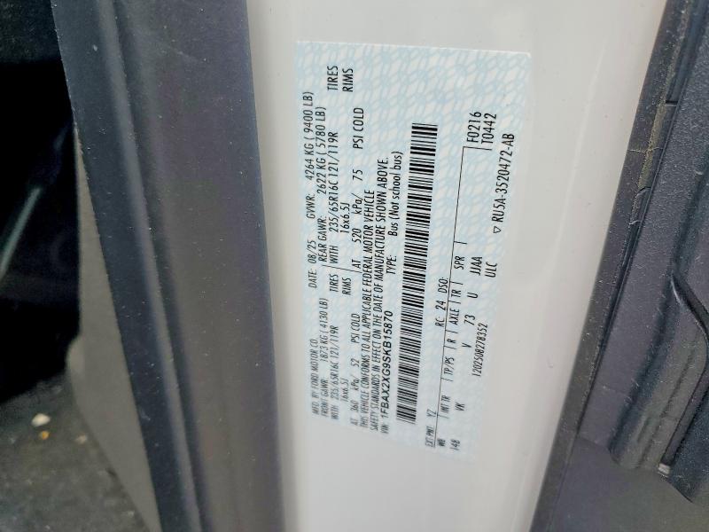 2025 Ford Transit მანქანა იყიდება აუქციონზე, vin: 1FBAX2XG9SKB15870, აუქციონის ნომერი: 49646036