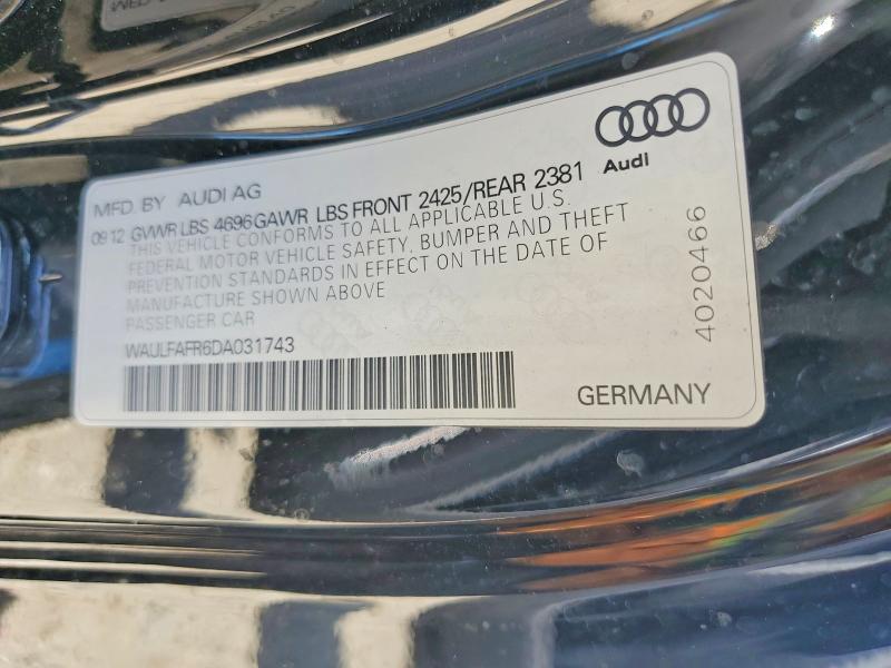 50161306 :رقم المزاد ، WAULFAFR6DA031743 vin ، 2013 Audi A5 مزاد بيع