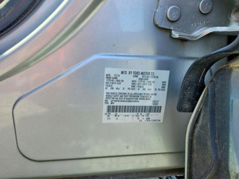 2017 Ford Edge მანქანა იყიდება აუქციონზე, vin: 2FMPK3K93HBB34304, აუქციონის ნომერი: 50291856
