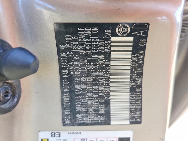 51243006 :رقم المزاد ، 2T1BU4EE3AC224007 vin ، 2010 Toyota Corolla مزاد بيع