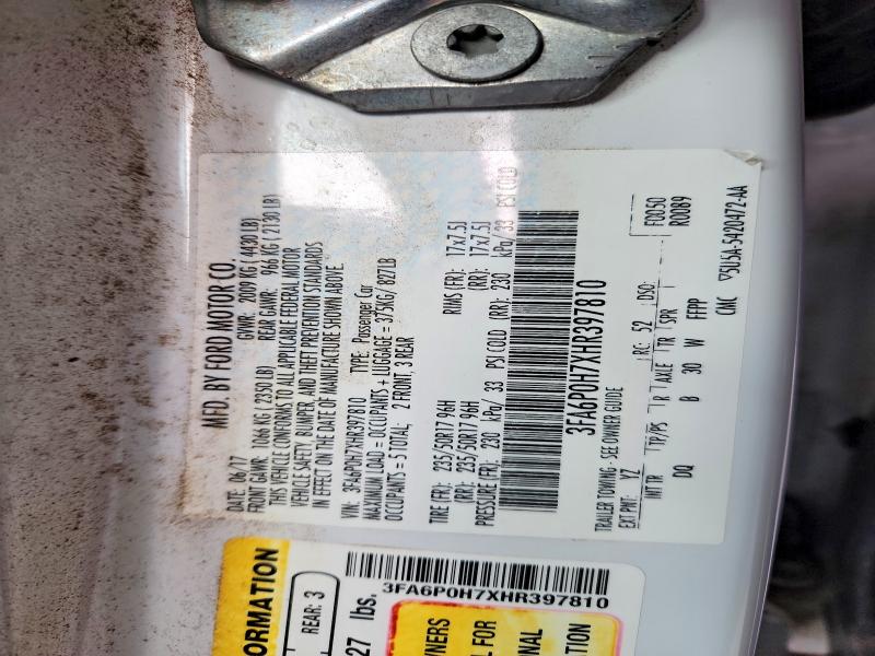 Продажа на аукционе авто 2017 Ford Fusion, vin: 3FA6P0H7XHR397810, номер лота: 48344856
