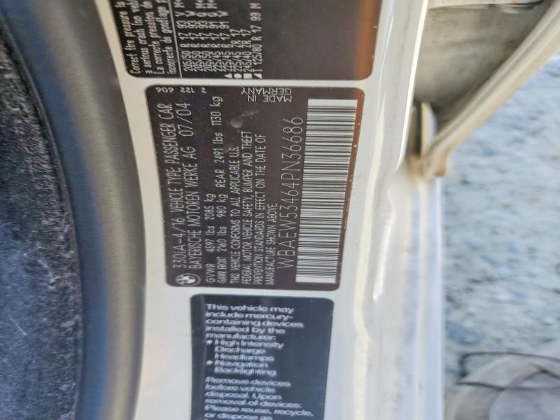 Продажа на аукционе авто 2004 Bmw 330, vin: WBAEW53464PN36686, номер лота: 52035466