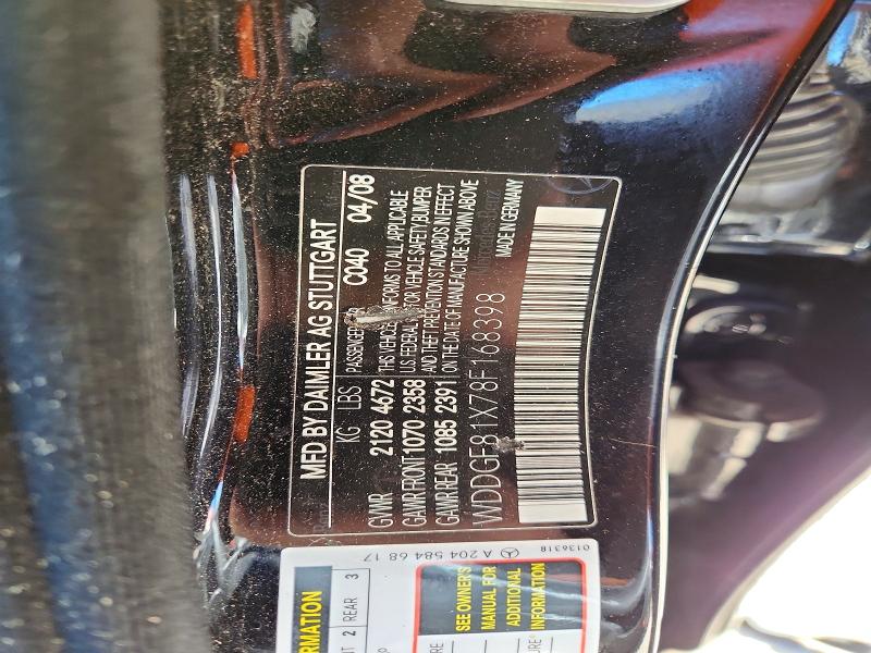 Продаж на аукціоні авто 2008 Mercedes-benz C, vin: WDDGF81X78F168398, номер лоту: 51282566