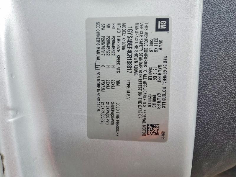 Aukcja sprzedaży 2012 Cadillac Escalade, vin: 1GYS4BEF4CR138317, numer aukcji: 48231896