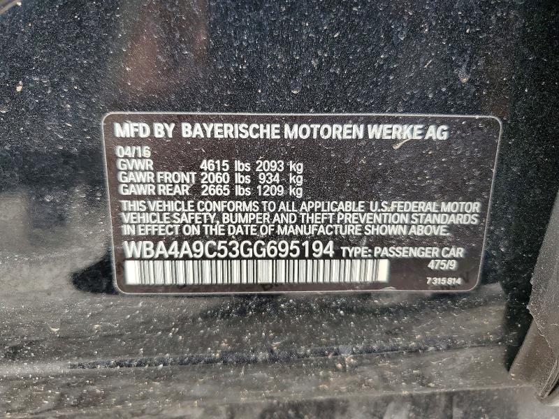 50892806 :رقم المزاد ، WBA4A9C53GG695194 vin ، 2016 Bmw 428 مزاد بيع