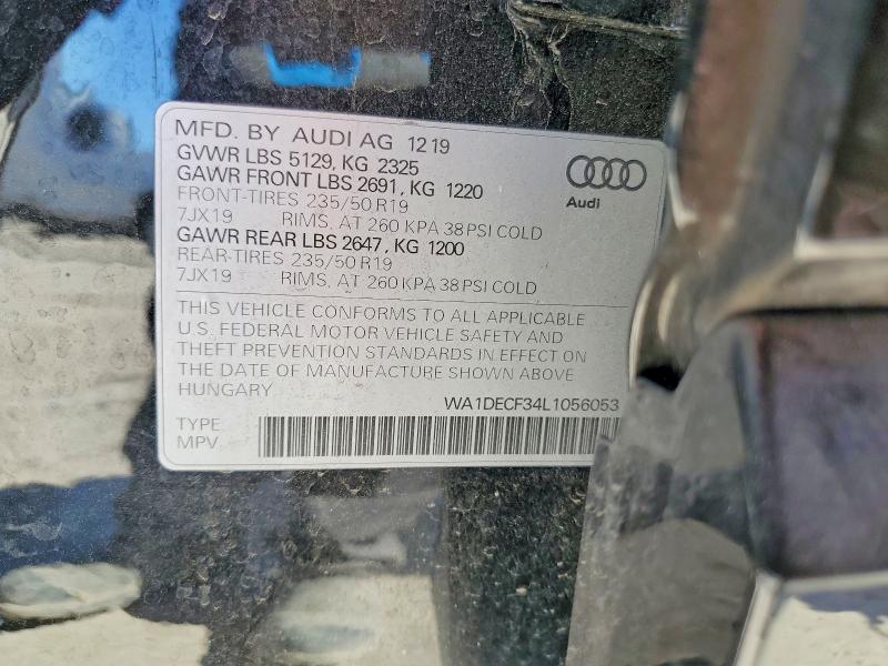 2020 Audi Q3 მანქანა იყიდება აუქციონზე, vin: WA1DECF34L1056053, აუქციონის ნომერი: 50315406
