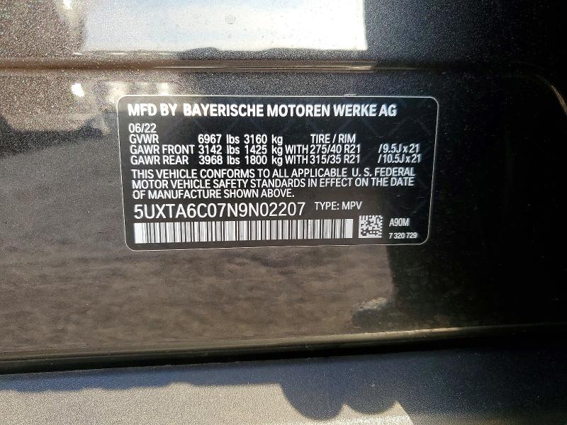 Aukcja sprzedaży 2022 Bmw X5, vin: 5UXTA6C07N9N02207, numer aukcji: 47712016