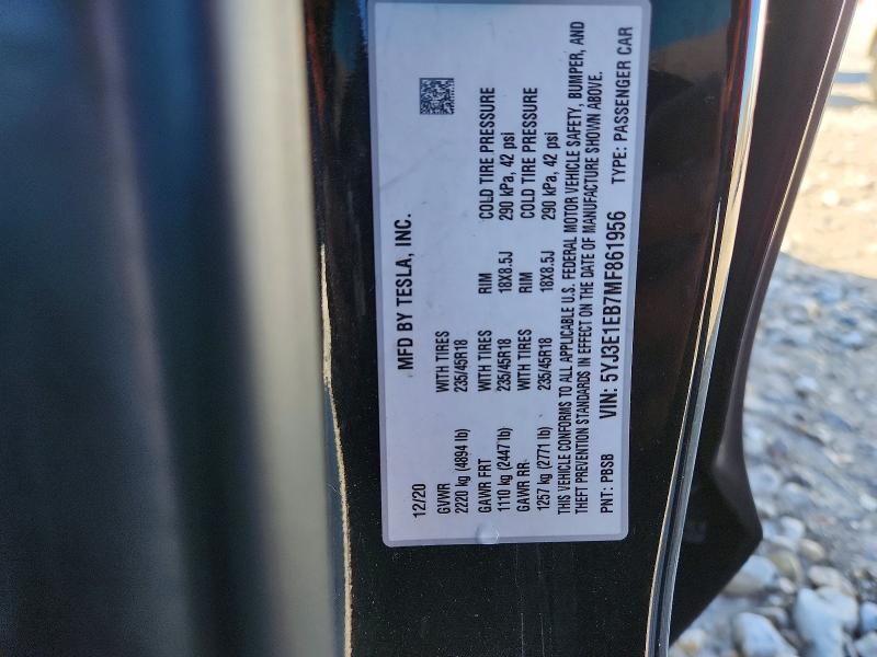 Aukcja sprzedaży 2021 Tesla Model 3, vin: 5YJ3E1EB7MF861956, numer aukcji: 49416716
