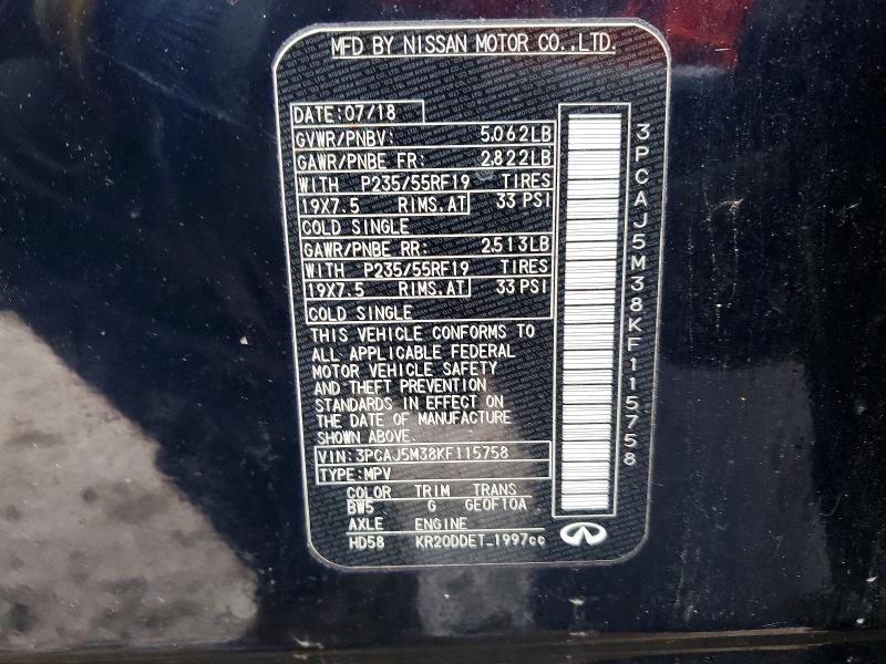Aukcja sprzedaży 2019 Infiniti Qx50, vin: 3PCAJ5M38KF115758, numer aukcji: 48473516
