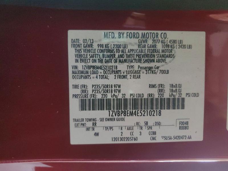 Aukcja sprzedaży 2014 Ford Mustang, vin: 1ZVBP8EM4E5210218, numer aukcji: 50299136