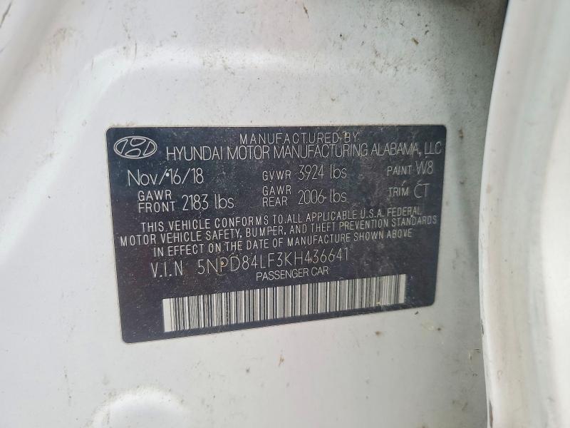 Продажа на аукционе авто 2019 Hyundai Elantra, vin: 5NPD84LF3KH436641, номер лота: 51410036