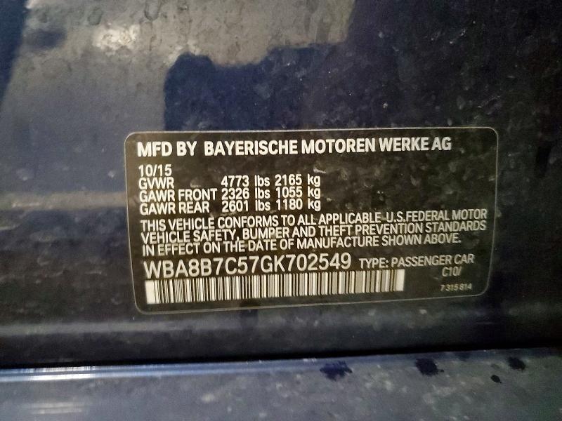 51304226 :رقم المزاد ، WBA8B7C57GK702549 vin ، 2016 Bmw 340 مزاد بيع