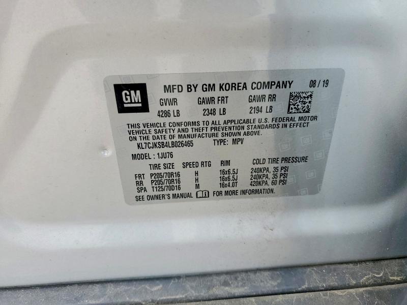 Продажа на аукционе авто 2020 Chevrolet Trax, vin: KL7CJKSB4LB026465, номер лота: 51889036