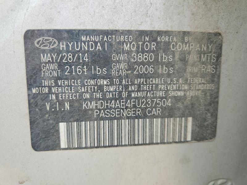 Продаж на аукціоні авто 2015 Hyundai Elantra, vin: KMHDH4AE4FU237504, номер лоту: 50151776