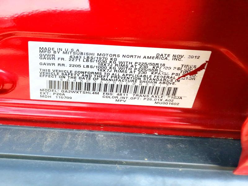 Aukcja sprzedaży 2013 Mitsubishi Outlander Sport, vin: 4A4AP3AU8DE008917, numer aukcji: 50278576