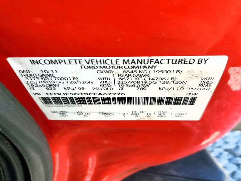 48612136 :رقم المزاد ، 1FDUF5GT9CEA67776 vin ، 2012 Ford F550 مزاد بيع