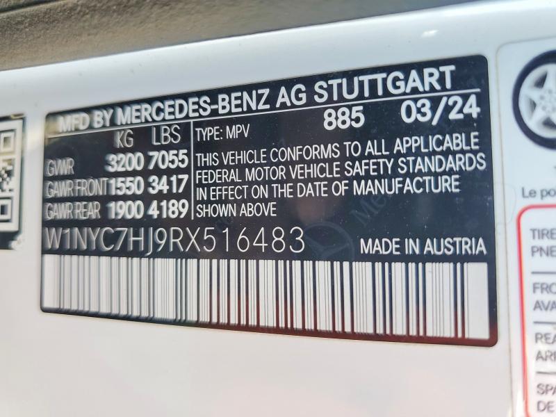 2024 Mercedes-benz G მანქანა იყიდება აუქციონზე, vin: W1NYC7HJ9RX516483, აუქციონის ნომერი: 48825006