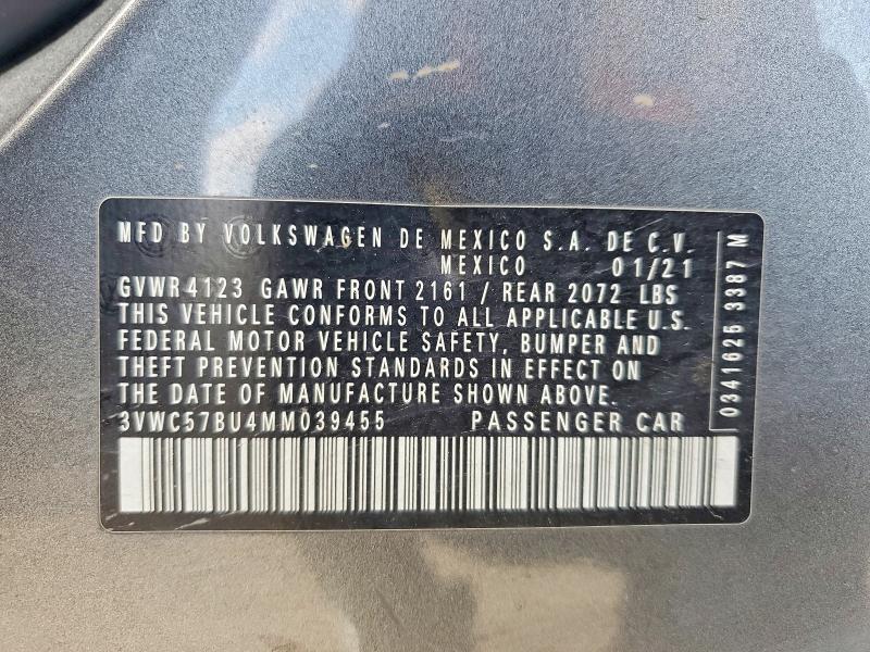 48873006 :رقم المزاد ، 3VWC57BU4MM039455 vin ، 2021 Volkswagen Jetta مزاد بيع