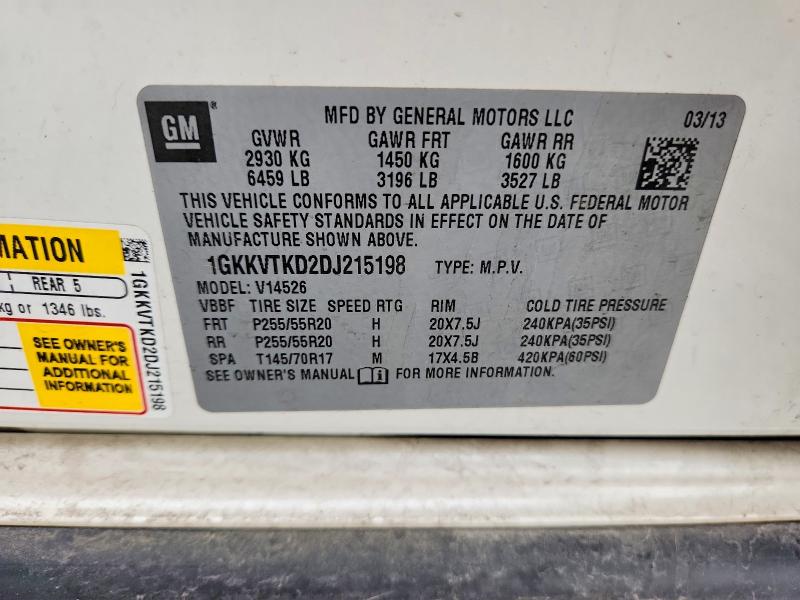 2013 Gmc Acadia მანქანა იყიდება აუქციონზე, vin: 1GKKVTKD2DJ215198, აუქციონის ნომერი: 50314996