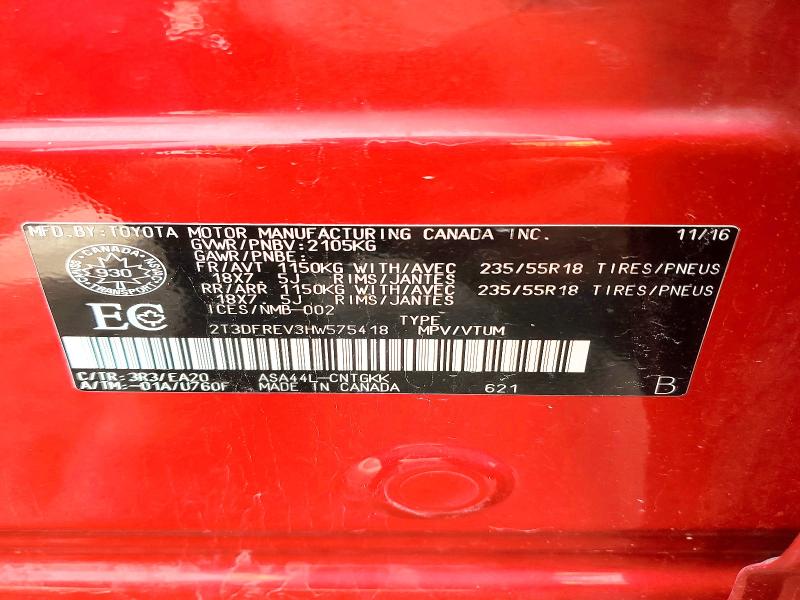 Aukcja sprzedaży 2017 Toyota Rav4, vin: 2T3DFREV3HW575418, numer aukcji: 50104896