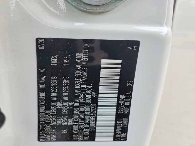 2020 Toyota Highlander მანქანა იყიდება აუქციონზე, vin: 5TDHZRBH5LS521250, აუქციონის ნომერი: 51068786