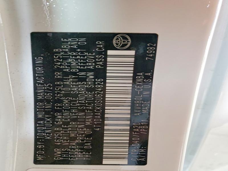 2025 Toyota Camry მანქანა იყიდება აუქციონზე, vin: 4T1DAACK0SU624826, აუქციონის ნომერი: 50291676