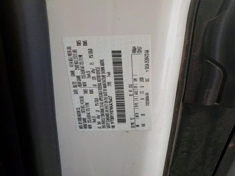 2022 Ford Transit მანქანა იყიდება აუქციონზე, vin: 1FTBR1Y87NKA76437, აუქციონის ნომერი: 50142046