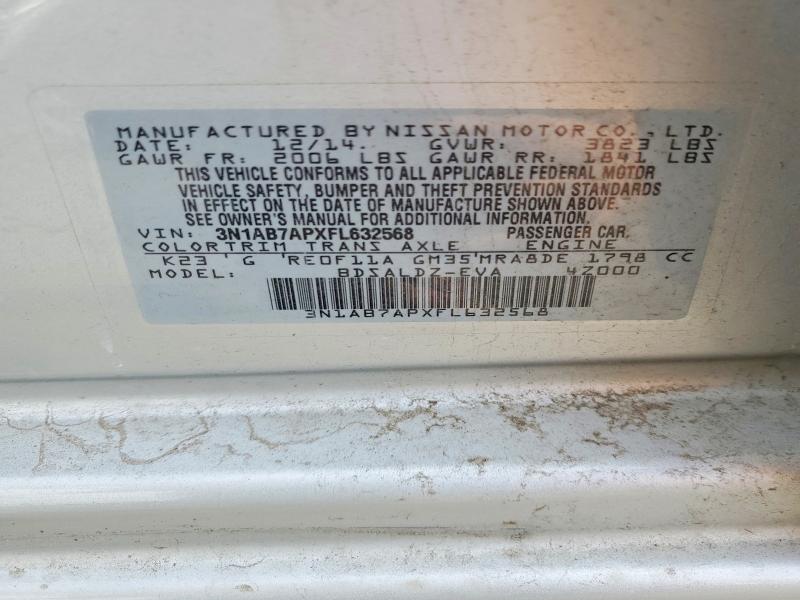 49650526 :رقم المزاد ، 3N1AB7APXFL632568 vin ، 2015 Nissan Sentra مزاد بيع