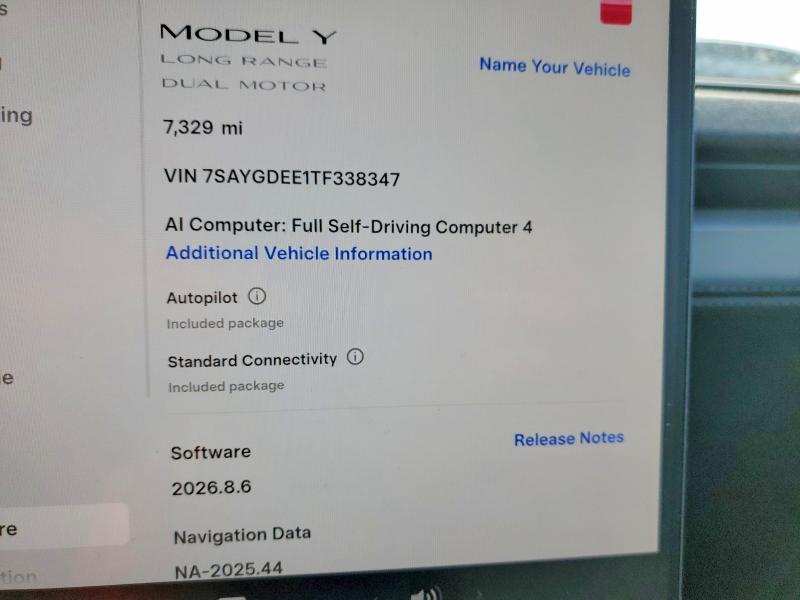 50476296 :رقم المزاد ، 7SAYGDEE1TF338347 vin ، 2026 Tesla Model Y مزاد بيع