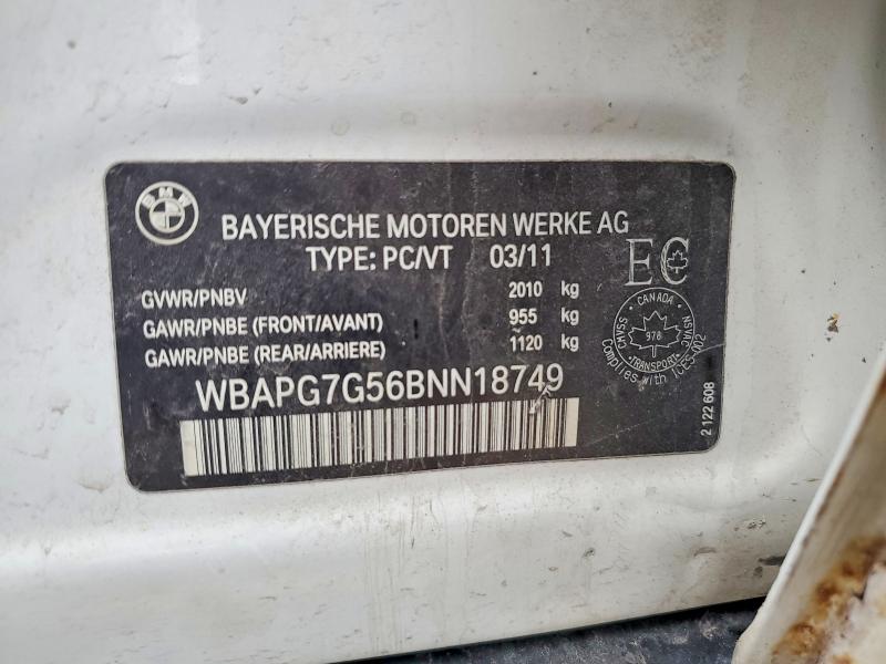 Aukcja sprzedaży 2011 Bmw 323, vin: WBAPG7G56BNN18749, numer aukcji: 48137946