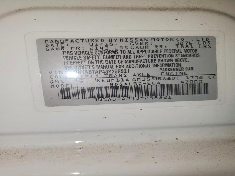 49174586 :رقم المزاد ، 3N1AB7AP4JY258521 vin ، 2018 Nissan Sentra مزاد بيع