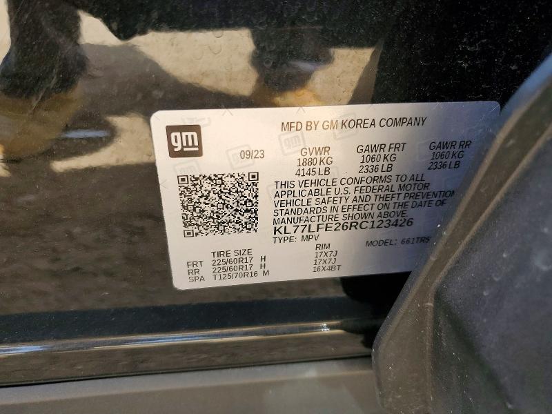 Продаж на аукціоні авто 2024 Chevrolet Trax, vin: KL77LFE26RC123426, номер лоту: 51274386