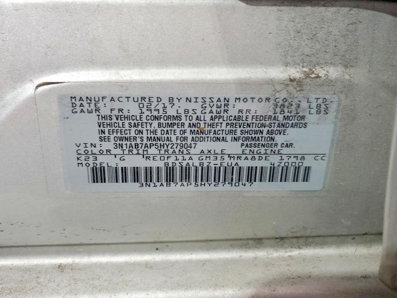 Продажа на аукционе авто 2017 Nissan Sentra, vin: 3N1AB7AP5HY279047, номер лота: 50989176