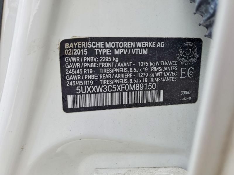 2015 Bmw X4 მანქანა იყიდება აუქციონზე, vin: 5UXXW3C5XF0M89150, აუქციონის ნომერი: 47027396