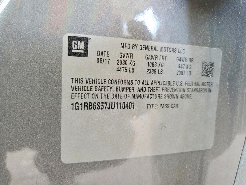 50069646 :رقم المزاد ، 1G1RB6S57JU110401 vin ، 2018 Chevrolet Volt مزاد بيع