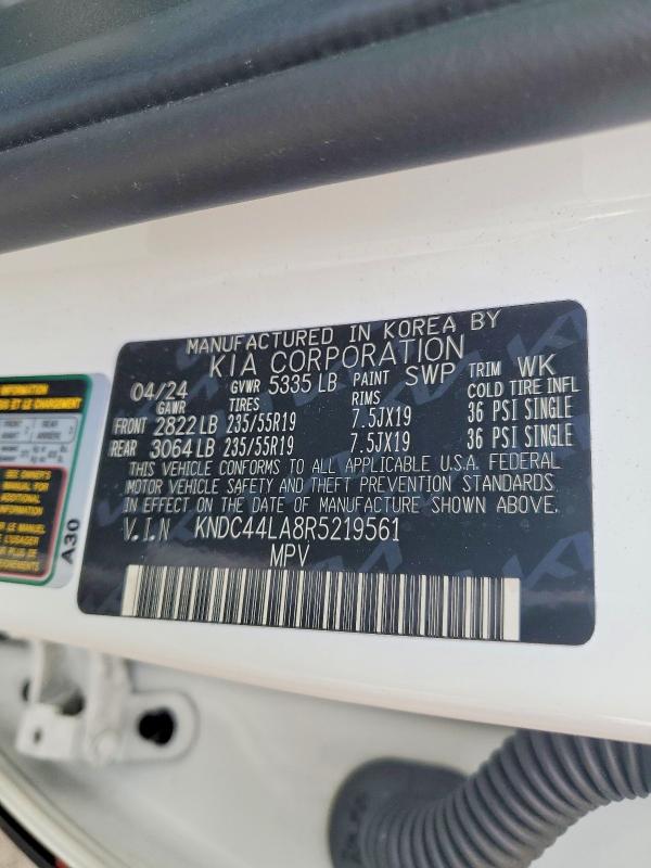 50297126 :رقم المزاد ، KNDC44LA8R5219561 vin ، 2024 Kia Ev6 مزاد بيع