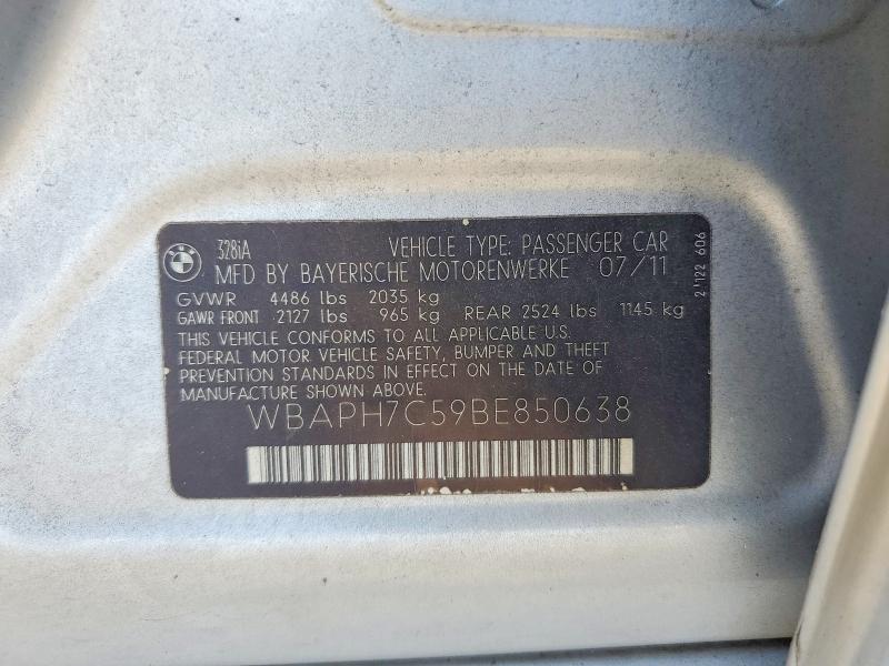 51799136 :رقم المزاد ، WBAPH7C59BE850638 vin ، 2011 Bmw 328 مزاد بيع