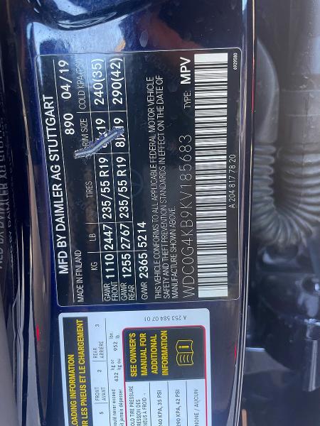 50997126 :رقم المزاد ، WDC0G4KB9KV185683 vin ، 2019 Mercedes-benz Glc مزاد بيع