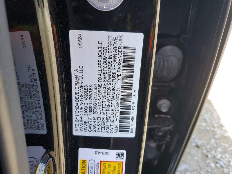 50361226 :رقم المزاد ، 1HGCY2F68RA072151 vin ، 2024 Honda Accord مزاد بيع
