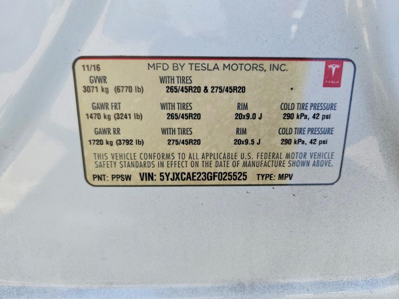 Aukcja sprzedaży 2016 Tesla Model X, vin: 5YJXCAE23GF025525, numer aukcji: 48991946